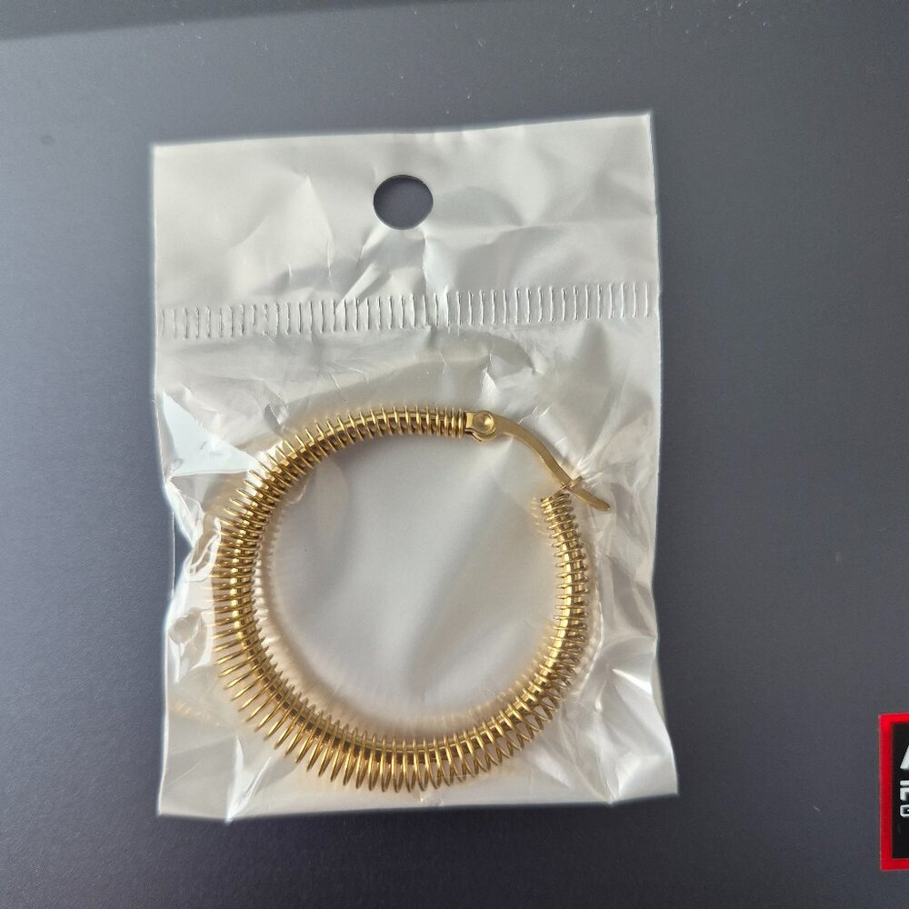 Gold Coil Hoop Earrings - Picture 1 of 2